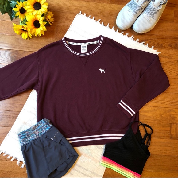 PINK Victoria's Secret Sweaters - PINK Cozy Crewneck in Maroon